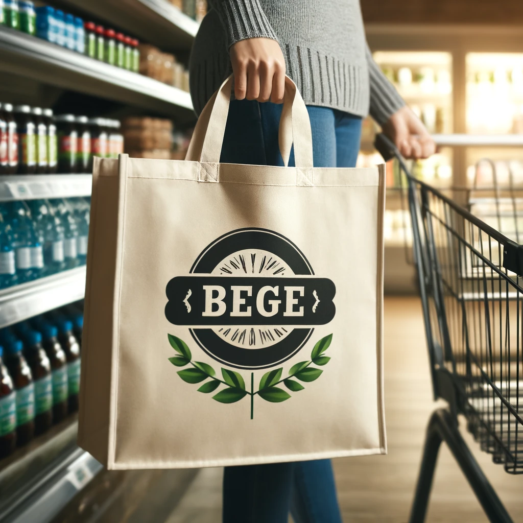 Torba z logo firmy wykorzystywana w codziennym życiu, podkreślająca korzyści ekologiczne i marketingowe.